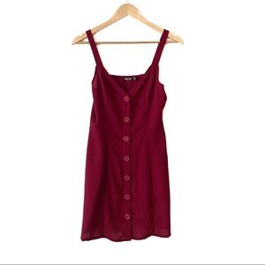 Nasty Gal Button-Front Red Mini Sleeveless Dress